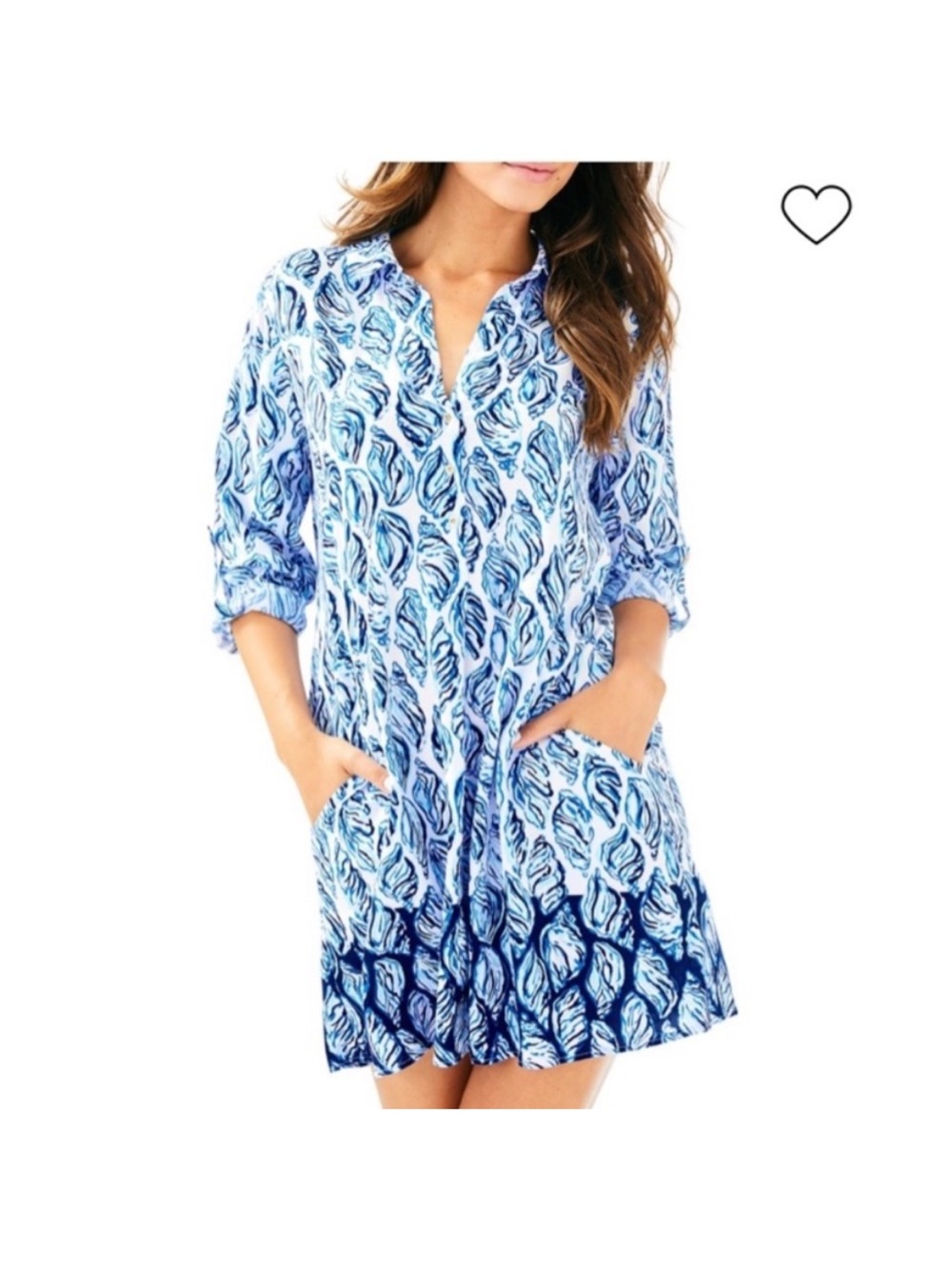 JY26 Lilly Pulitzer Lilic Tunic Blue Shell Dress
